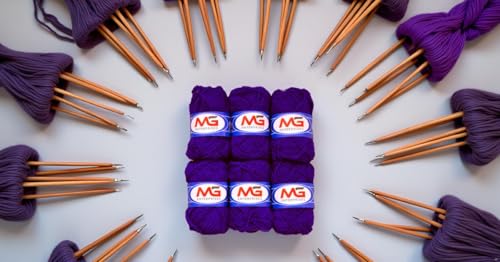 Image of M.G Enterprises Falsa Wool Ball Hand Knitting Art Craft Soft Fingering Crochet Hook Yarn, Needle Knitting Thread Dyed - Pack of 12