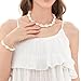 TKUAMIGO Puka Shell Necklace for Women Natural Pearl Choker Necklace Adjustable Seashell Necklace Cowrie Shell Bracelet Beach Boho Jewelry Set for Vsco
