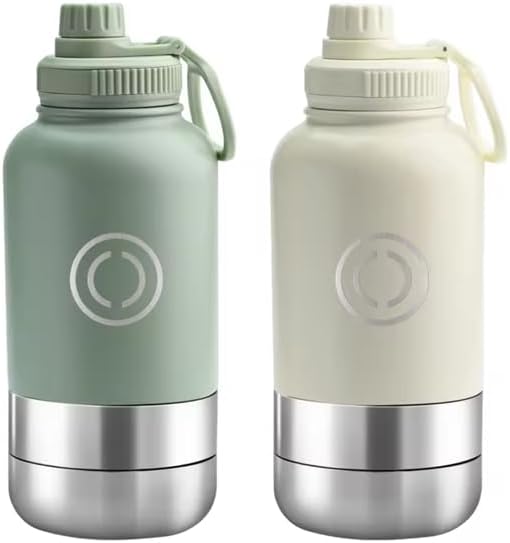 Miniatura 4 de OSC Hydration Companion Botella de agua aislada para perros con cuencos de viaje desmontables para mascotas y seres humanos, botella de agua de 32