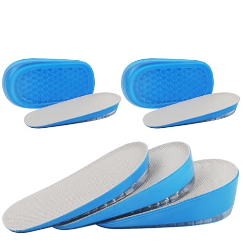 URAQT Plantillas Altura Hombre y Mujer, 2 Pares Plantillas Gel Hombre para Aumentar la Altura, 1.5 CM Alzas para Zapatos, Plantillas para Pies Talones Soporte y Amortiguación de Impactos, Talla l