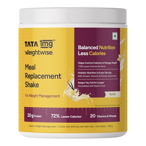 Image of Tata 1mg Meal Replacement Shake - Vanilla |500g| 20g Protein, 20 Vitamins & Minerals, Psyllium Husk | 72% Fewer Calories | Weight Management |