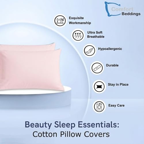 Image of Comfort Beddings 100% Organic Cotton Pack of 2 Youth Pillowcases 16x22 Soft Peach Pillow Cases with Envelope Closure, Crisp Percale Weave, Soft & Cooling Pillow Covers (Size-16x22, Soft Peach)