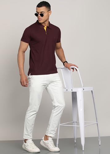 Image of INKKR Men's Solid Polo Neck Half Sleeve Stylish T-Shirt Combo