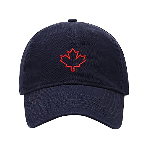Mens Baseball Caps Canadian Maple Leaf Embroidered Classic Dad Hat(Navy)