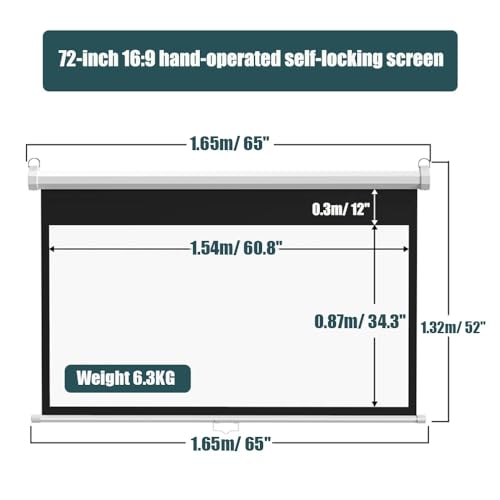 Pantalla para proyector manual 72" 16:9 HD miniatura 4