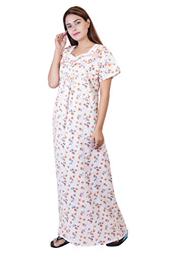 Image of Women's Cotton Block Print Knee Length Nighty