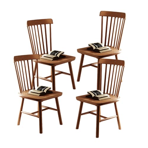 NCLOYN Juego de 2/4 Sillas de Comedor Windsor, Estilo Francés Rústico de Mad*era Ma*ciza con Respaldo Alto y Sin Brazos para Cocina, Comedor, Restaurante y Sala de Estar(Set of 4, Cherry)