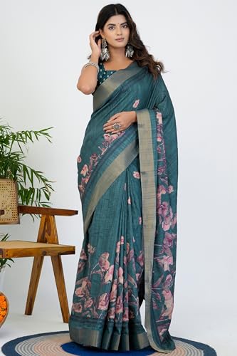Image of MIRCHI FASHION Saree for Woman | Art Silk Floral Printed Ethnic Occasional Sari with Blouse