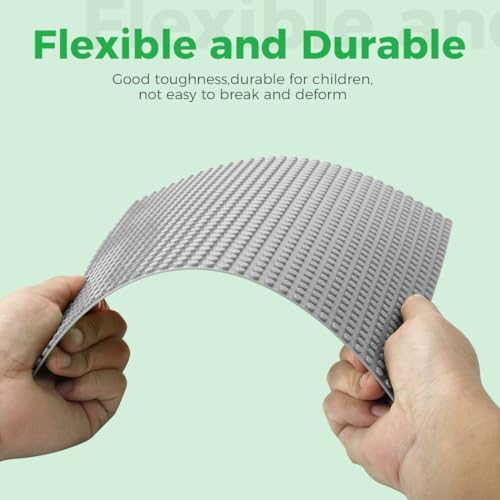 Image of Lekebaby 8 Pack Peel and Stick Building Base Plates, 10 inchx10 inch Classic Self-Adhesive Building Boards - 100% Compatible with Major Brands of Toy Building Sets,Sturdy Stacking Play Table Top, Grey