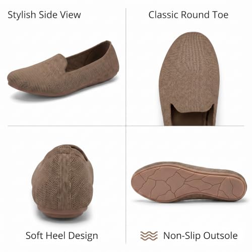 Image of Puxowe Women's Ballet Flats Breathable Knit Slip On Comfortable Round Toe Walking Shoes with Arch Support Insole for Work