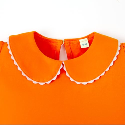 Image of 12M-14Y Toddler Baby Girls Peter Pan Collar Blouse Kids Girl Solid Color Puff Sleeve T-Shirts Casual Tee Tops