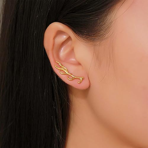 Inateannal Boho Geweih Ohrmanschette Ohrring Geweih Ohr Kletterer Ohrringe Gold Baumzweig Geweih Ohrmanschette Ohrringe Geweih Kletterer Krabbler Ohrringe Minimalistisch Geweih Ohrstecker Ohrringe