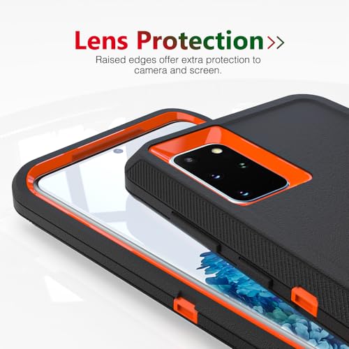 Image of Case for Galaxy S20 Plus, Heavy-Duty Tough Rugged Shockproof Drop Protective Cover Cases for Samsung Galaxy S20 Plus, Black+Orange