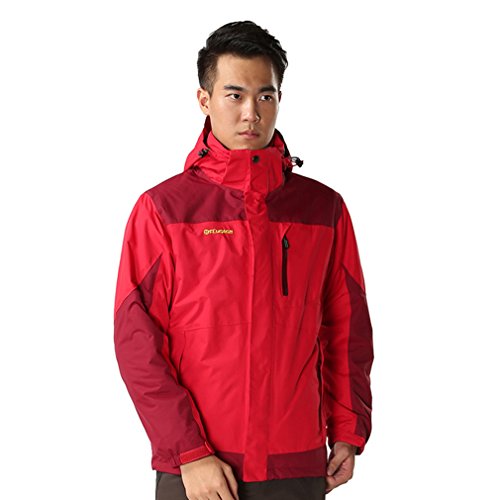 FLYGAGA Men's 3 in 1 Windproof Waterproof Breathable Hardshell Jacket Outdoor Sport Camping Hiking Climbing Jacket Coat (Medium, Red) - Image 3