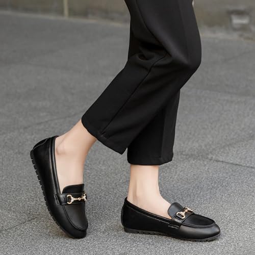 Image of BGSTGUDS Women's Wide Loafers Shoes Cute Dressy Shoes Ladies Comfort Slip Ons Work Shoes