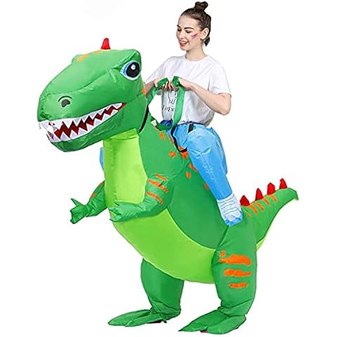 SHENGMEI Inflatable Dinosaur Costume Adult, Halloween Costume Inflatable Outfit, Ride on Green Inflatable Costumes for Adults Women/Men Cover