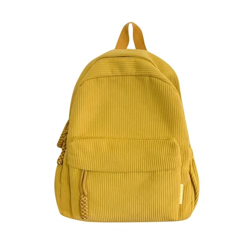 Mochila casual de pana para estudiantes, bolsa de moda para mujer, bolsa de hombro, mochila de baloncesto, amarillo, Talla única
