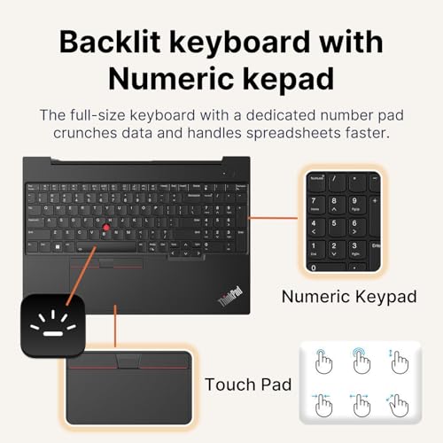 Image of Lenovo ThinkPad E16 Business Laptop • Backlit Keyboard • Intel 10-Core i5-1335U (Beat i7-1255U) • 16GB RAM • 256GB SSD • 16 inch WUXGA Display • Fingerprint Reader • Thunderbolt 4 • Windows 11