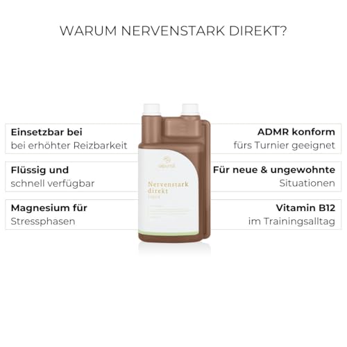 Alpurial Nervenstark direkt – Ergänzungsfuttermittel für nervöse Pferde – mit B-Vitaminen, Magnesium & Ashwagandha – ADMR-konform – vom Tierarzt entwickelt