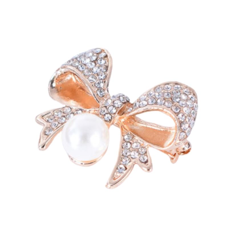 Bow Shape Pearl Stones Alloy Rhinestone Lightweight Brooch Pin For Cloth Accessories-image-21