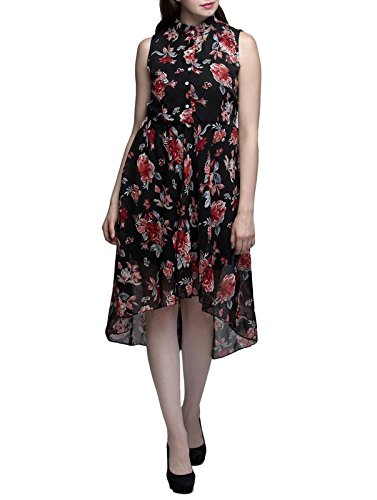 AAYU Womens Sleeveless Pleated Loose Swing Casual Floral Dress Knee Length