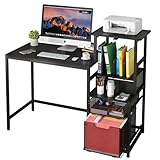 X-cosrack 47" Computer Desk with 2 Mesh File Drawers, Home Office Desks with Shelves, Printer Space, Study Writing and Gaming Table with 3 Vertical File Holders for Small Space, Bedroom, Dorms, Black