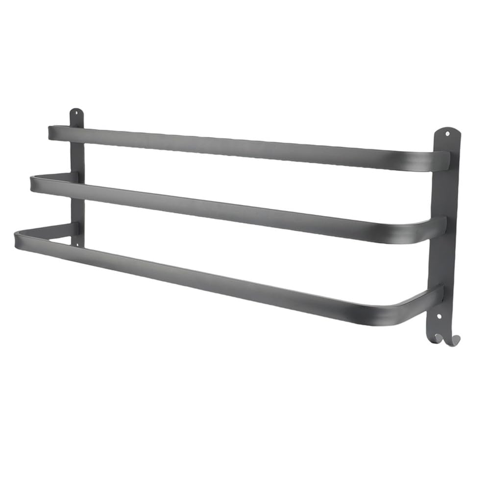VVW&LIU 3 Tier Bathroom Towel Rack 60CM Aluminum Alloy Space Saving Convenient Hook Wall Mounted Towel Bar Holder Organizer for Kitch