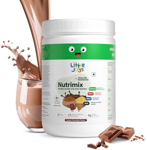 Little Joys Nutrimix 350g | 2-6 Years | No Refined Sugar | with 23 essential Vitamins & minerals| 5g protein per serving | Supports Immunity | with Bajra, Ragi, Almonds | Belgian Chocolate Flavour