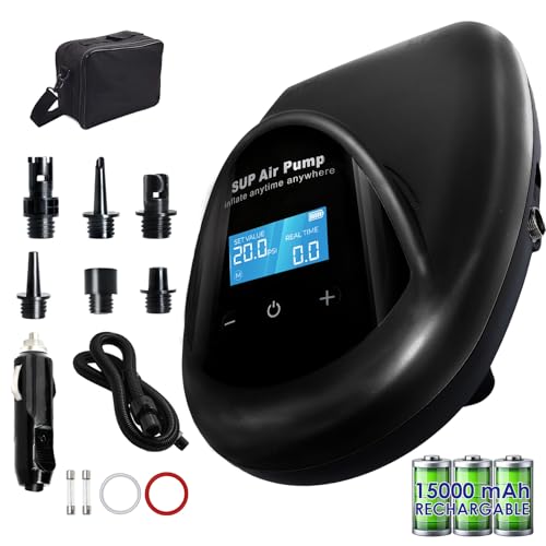 TONSIM Pompa Elettrica SUP Ricaricabile 20 PSI - Gonfiaggio e Sgonfiaggio Veloce, Batteria...