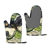 Ölgemälde Welpe Ofenhandschuhe verdickte Wärmedämmung für Backen, Mikrowelle und Grillen im...