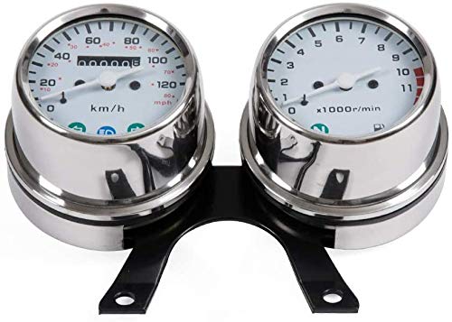 Miniatura 5 de Acero inoxidable motocicleta Cafe Racer odómetro mecánico velocímetro e instrumento de velocidad del motor