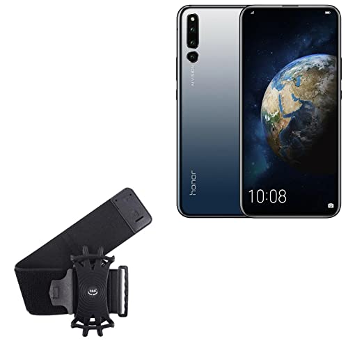 BoxWave Holster Compatible with Honor Magic 2 - ActiveStretch Sport Armband, Adjustable Armband for Workout and Running - Jet Black