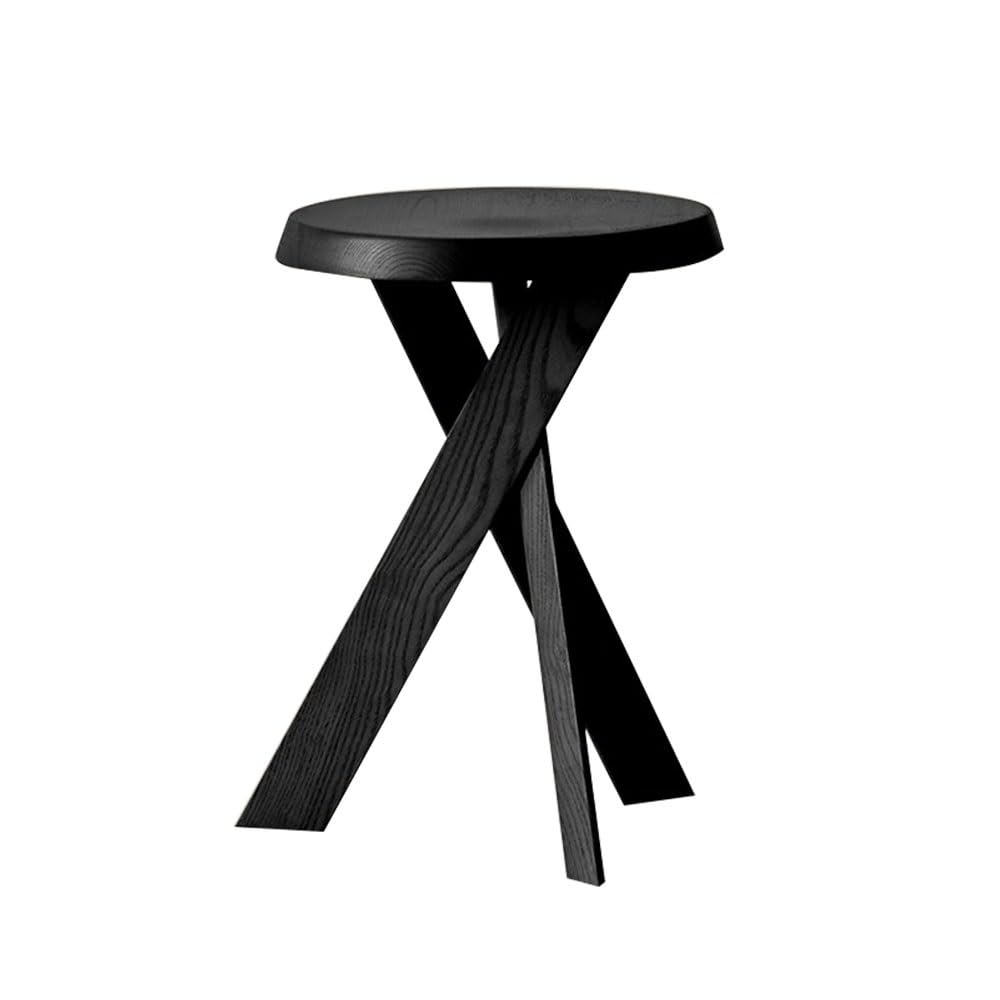 ZTHYSHOZ Coffee Table Wooden Simple Side Table Small Round Low Stool Living Room Balcony Nightstand(Black)