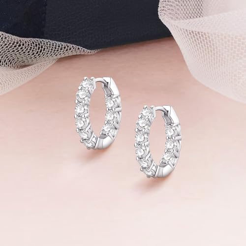 925 Sterling Silver Huggie Earrings for Women, Small Hoop Earrings with High-Carbon Diamond, Hypoallergenic Lightweight Jewelry for Daily Wear3