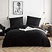 Produktbild AYSW Baumwolle Bettwäsche 135x200 cm Schwarz 1 Bettbezug mit 1 Kopfkissenbezug 80x80 cm mit Reißverschluss Schwarz
