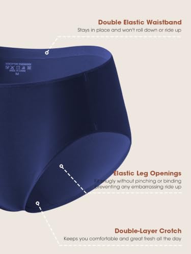 Image of Seamless Cotton Underwear for Women No Show Bikini Panties 6 Pack | Full Coverage Sexy Hipsters, Soft Comfort Fabric, Stay Put Fit, Invisible Under Clothing, All Day Wear, Work Travel Home