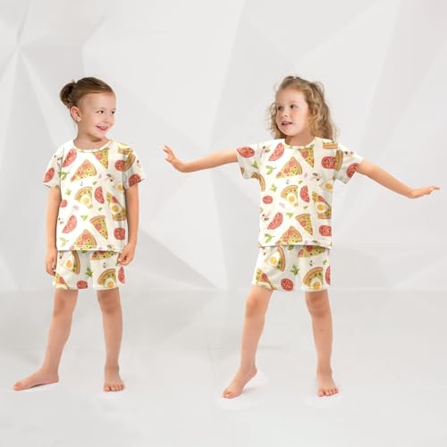 Pizza Mushroom Tomato Egg Pajama Set, Short Sleeve Cotton Sleepwear Nightwear4