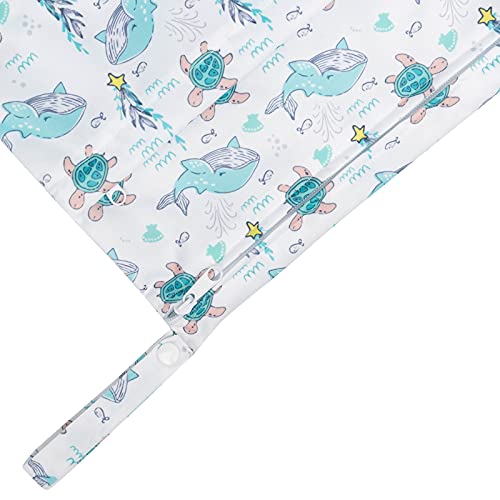 Image of babygoal Wet Dry Bags 3 Pack for Baby Cloth Diapers, Washable Travel Bags, Beach, Pool, Gym Bag for Swimsuits & Wet Clothes with Two Zippered Pockets 3LN17