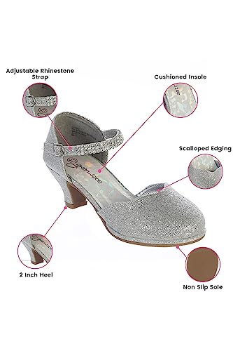 Image of Gwen & Zoe Girl Dress Shoes for Weddings and Parties - Big and Little Girl 2 Inch High Heel with Rhinestone Strap