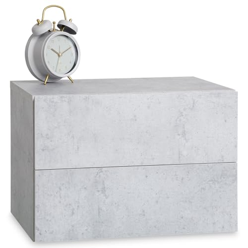 IDIMEX Chevet Suspendu Florent, étagère Murale avec 2 tiroirs sans poignée, en mélaminé décor béton