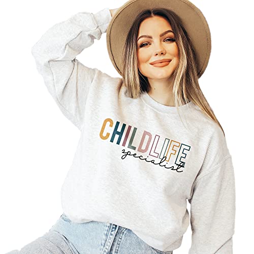 Child Life Specialist Colorful Sweatshirt, Certified Child Life Shirt, Coping Comfort Play, Team Group Shirts, Unisex Crewneck Sweatshirt Ash Grey