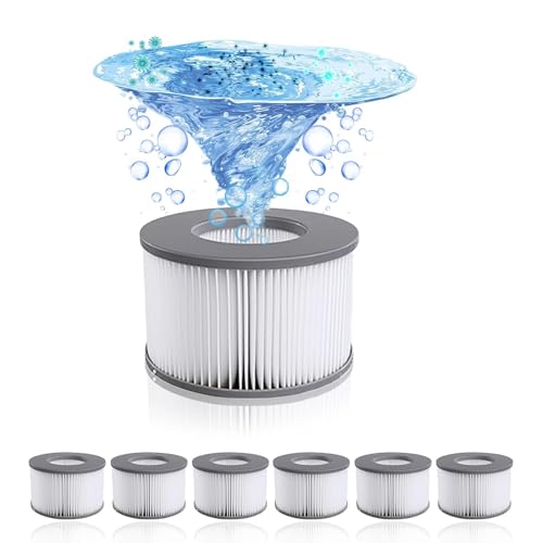 HYZYWON Filtro Depuradora Piscina 6 Pcs Cartucho de Filtro Compatible con MSPA, Cartuchos de Filtro para SPA, Repuesto para Hot Tub y Piscinas Hinchables