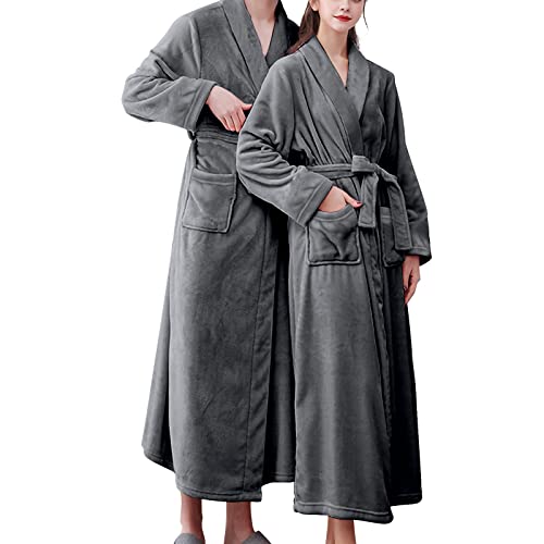 Bata de baño de felpa con capucha para mujer, bata de baño de franela de doble bolsillo, suave y cálida, de terciopelo de doble cara, pijama y ropa de baño, bata de casa con capucha, Gy1., XXL
