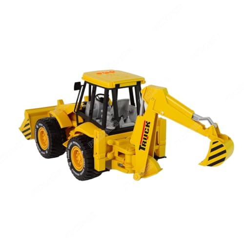 Image of Big Size 2 in 1 Excavator and Bulldozer Toy for Kids | JCB Construction Truck with Light, Sound & Movable Arm | Friction Powered Vehicle