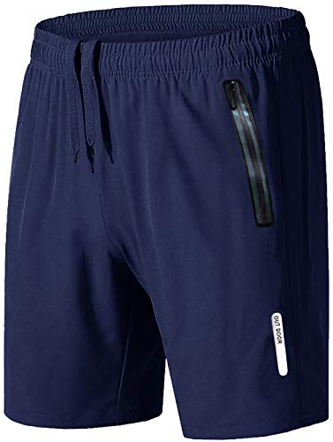 KEFITEVD Men's Shorts Athletic with Pockets Breathable Gym Shorts Active Outdoor Hiking Shorts Navy