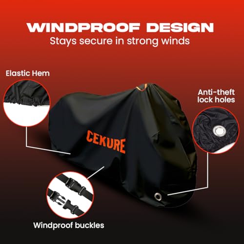 Funda para Bicicleta CEKURE BC-Stationary-23 600D Oxford Impermeable con Cierre de Hebilla Negro para 2-3 Bicicletas Estacionarias miniatura 6