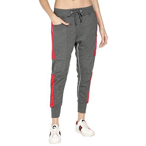 Image of UZARUS Women's Cotton Slim Fit Joggers Track Pants with 2 Zippered Pockets