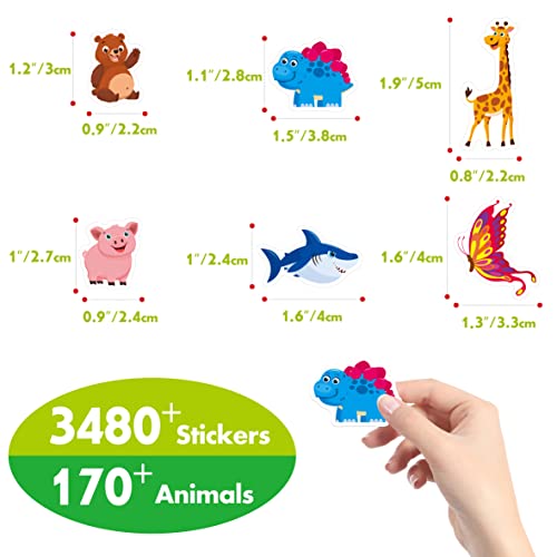 3480+ Animal Stickers, 170+ Adorable Cartoon Animal Designs, Motivational Animal World Pack Labels For Teacher Classroom Reward Gifts Encourage Kids To Do Chores Go To The Toilet (20 Sheets) #TOP1