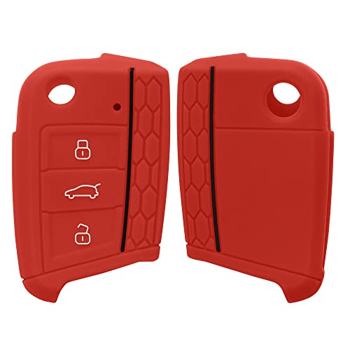 kwmobile Boitier clé de Voiture Compatible avec VW Golf 7 MK7 3-Bouton - Coque de Protection Souple en Silicone - Rouge