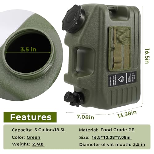 Hanaoyo Jarra de Agua para Camping de 5 Galones, Contenedor de Agua sin BPA, Tanque de Agua Portátil con Bolsa y Grifo para Emergencias, Senderismo, Picnic y Uso en Casa miniatura 2